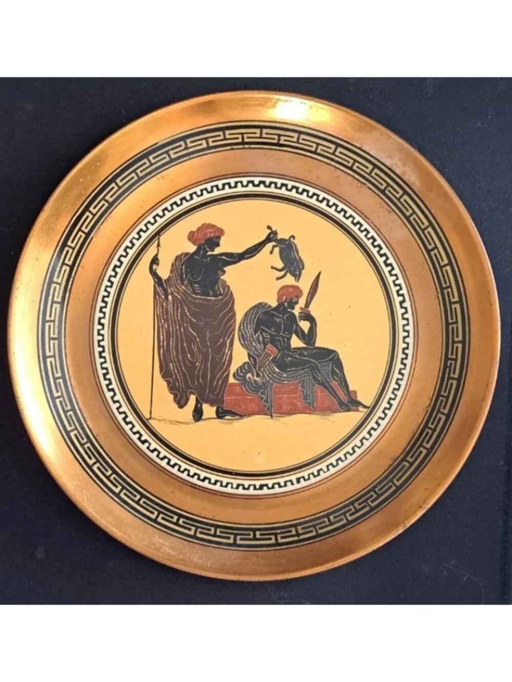 Unbranded Set of 2 Handmade In Greece Brass Plates Wall Hangings Vintage